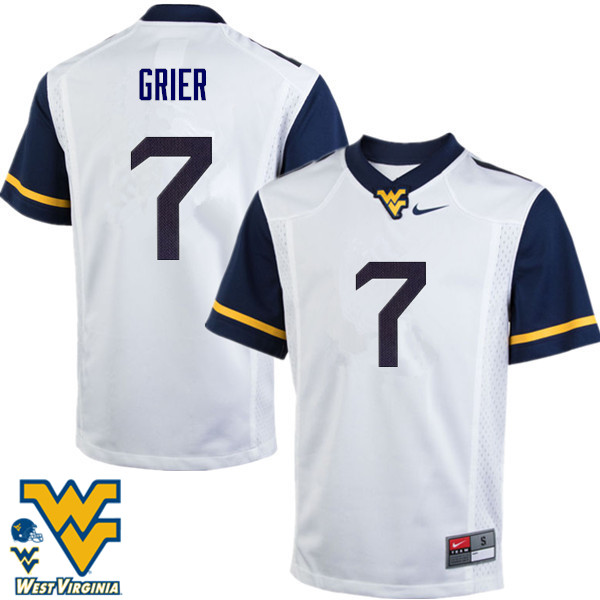 Men #7 Will Grier West Virginia Mountaineers College Football Jerseys-White - Click Image to Close
